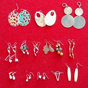 3 for $30 Lot Fourteen Dangle Earrings Fashion Jewelry Gold Silver Beads Pearl